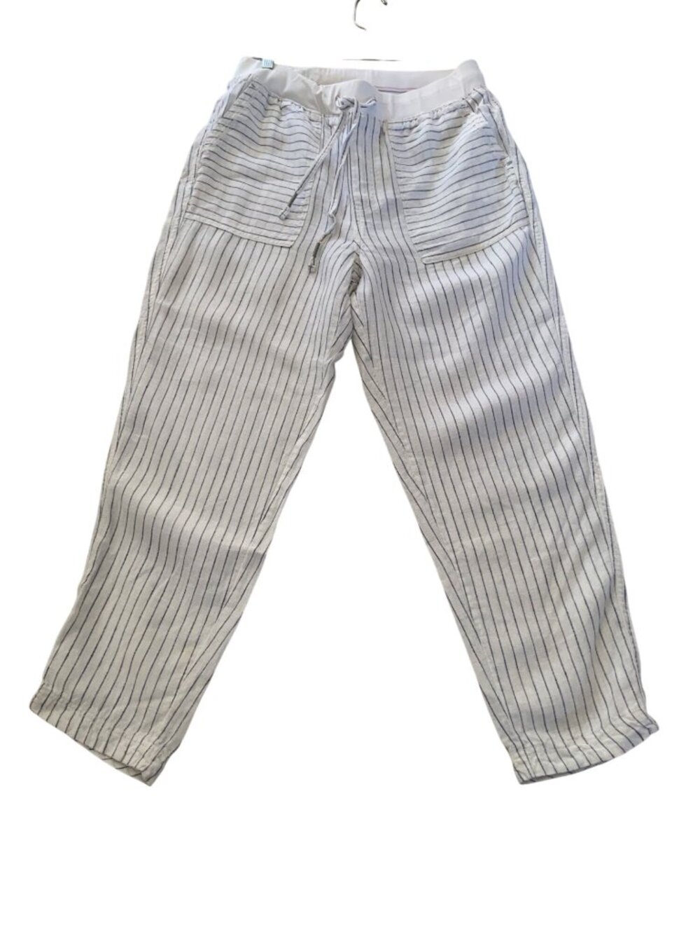 White Stuff Striped Linen Elastic Waist Trousers With Drawstring - Womens Casual